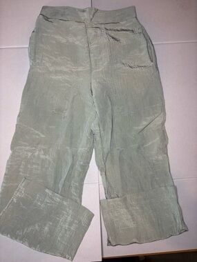 House of Harlow 1960 Sage Green Crinkled Wide-Leg Pants